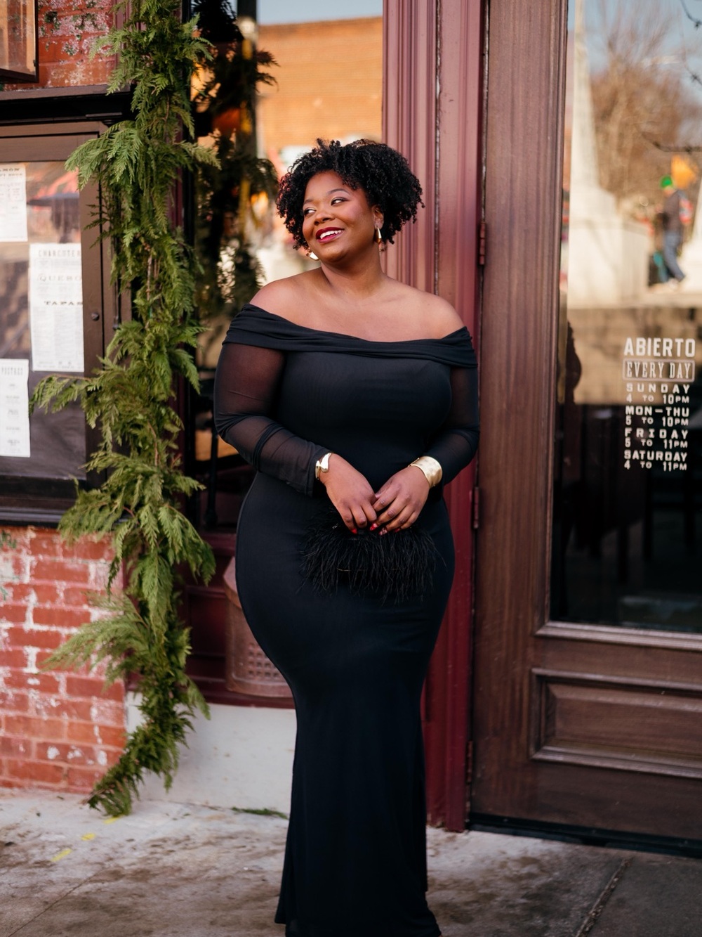 Showpo Black Off-Shoulder Long Sleeve Maxi Dress